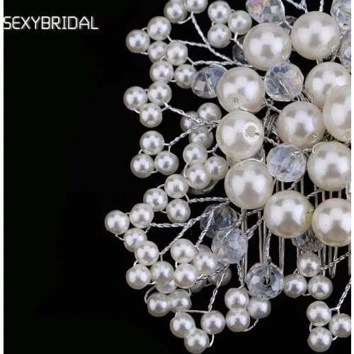 Elegant Wedding Pearl Crystal Bridesmaid Bridal Party Hair Comb Hairpin PT