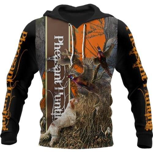 Pheasant Hunting 3D Overall Printed Hoodie Mens Fashion Sweatshirt Autumn and Winter Casual Zipper Hoodies DY106