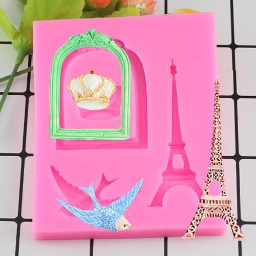 Frame Crown Silicone Mold Dove Tower Cupcake Topper Chocolate Fondant Cake Decorating Tools Candy Resin Clay Moulds