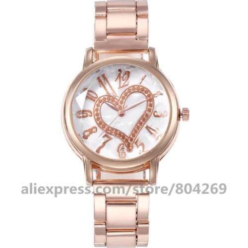 Hot Wholesale Women Dress Watch Roman Number Sport Quartz Wristwatch Popular Women Heart Lady Dress Watches 920577