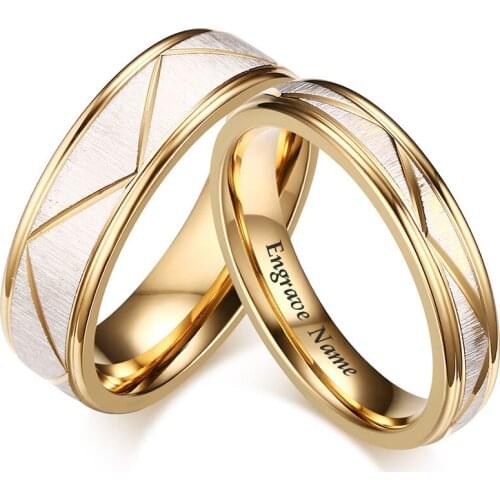 Engrave Name Romantic Wedding Rings For Lover Customized Stainless Steel Couple Rings For Engagement Party Jewelry