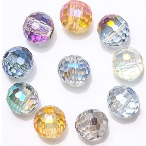 Kingshine 14MM Faceted Round Glass Beads For Jewelry Making Bulk Earth Crystal Beads For Bracelets DIY Crafts Accessories 10pcs