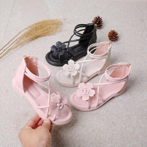 ChildrenS Fashion Cute Flowers Beach Sandals 2021 Summer Shoe For Princess Girl For Kids Flat 3 4 5 6 7 8 9 10 11 12 Years Old