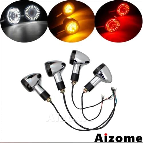 Motorcycle 2 in 1 LED Front Turn Signals w/ Day Light Blinkers 3 in 1 Rear Turn Signal Light Indicators w/ Brake Tail Light M10