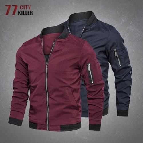 Mens Bomber Tactical Jackets Spring&Autumn Casual Zipper Multi-pocket Baseball Collar Coats Male Pilot Commute Military Jackets