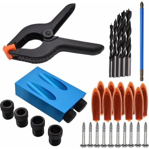 34pcs/set 6-10mm Drill Bit Set for Pocket Hole Jig Woodworking Clamps Pocket Screws PH2 150mm Magnetic Screwdriver Tool