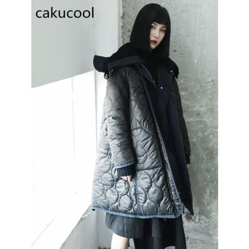 Cakucool New Fashion Black Korean Winter Women Wide Removable-hat Thicken long Loose Overcoat Cotton Coats Female Parkas