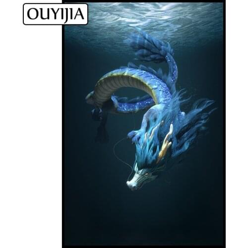 OUYIJIA Dragon In The Sea5D DIY Cross Stitch Dinosaur Home Decoration DIY Rhinestone Mosaic Diamond Painting Embroidery Diamond