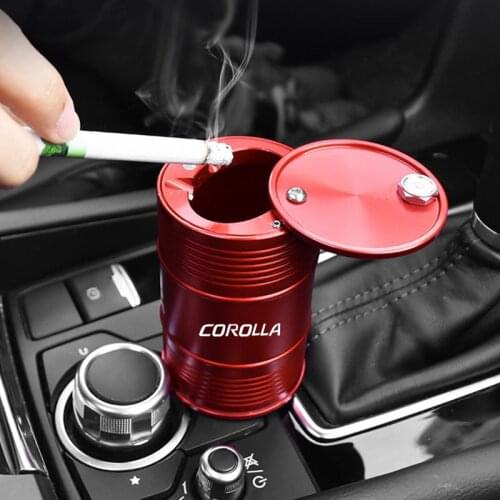 For Toyota Corolla 2008-2020 Aluminum Alloy Car Ashtray Interior Accessories Oil Drum Shape Smoke Ash Holder Accessories