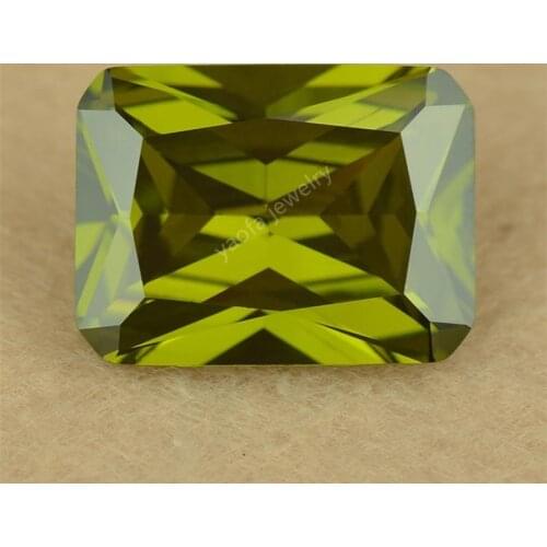 Sale 3X5mm~15X20mm 5A Baguette Octagon Shape Peridot Color Loose CZ Stone Olive Green Lab Created Cubic Zircon Gems For Jewelry