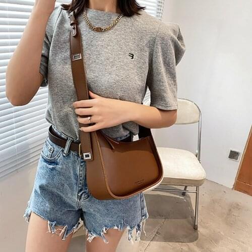 Retro Underarm Bag New Arrival Zipper Fashion PU Leather Baguette Shoulder Bag Youth Girl Crossbody Bag Handbags and Purses