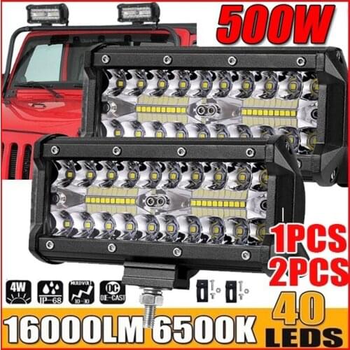 500W 7''Car LED Work Light Bar Spot Flood Beams Combo For Off-road SUV Truck