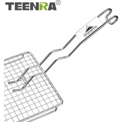 TEENRA Stainless Steel Barbecue Net Fork Heat Resistant BBQ Net Clip Anti-scald Pliers Kitchen Camping Picnic Barbecue Tools