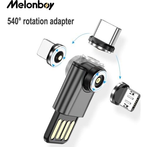 Melonboy 540 Rotation Magnetic PLug Adapter Mini Charger portable Charging Adapter for micro usb/type-c charger for small device