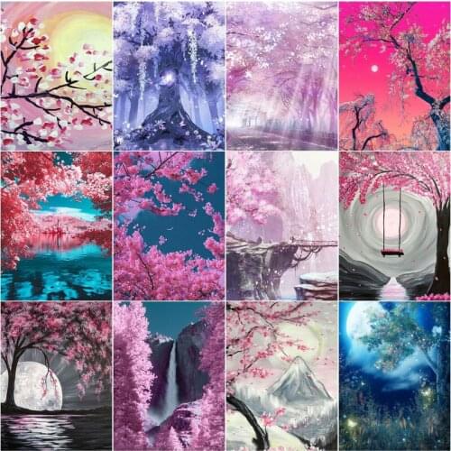 Embroidery Landscape Diamond Painting Tree Swing Moon Full Diamond Waterfall Cross Stitch Diy Living Room Decoration Painting