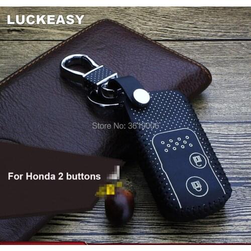 LUCKEASY High Quality Leather Remote Key Case Cover Holder For Honda Crosstour CRV Odyssey