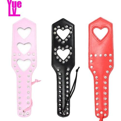 YUELV Leather Spanking Paddle Heart Shaped Slave Paddle Fetish Bondage Restraint Whip Ass Flogger Knout Adult Game Sex Products
