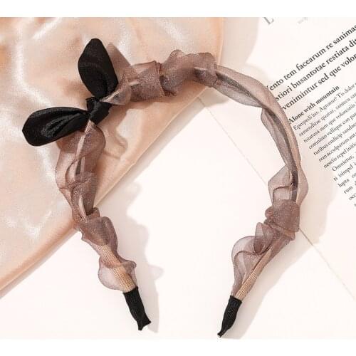 2021 Rabbit Ear Lace Wrinkle Retro Solid Thin Headband Hair Band Hair Hoop Bezel Women Girls Hairbands Hair Accessories Headwear