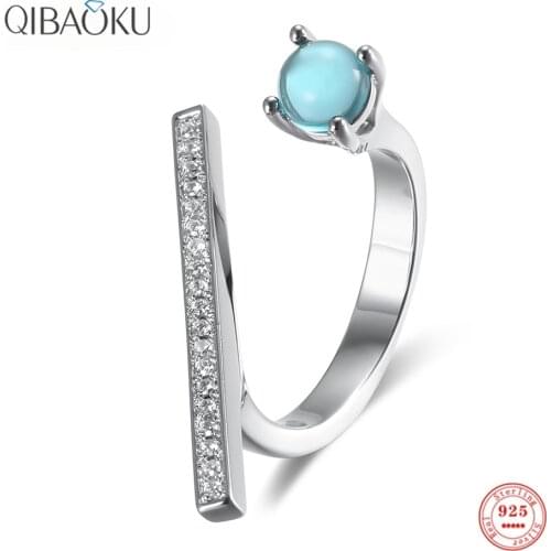 Genuine 925 Sterling Silver Open Ring Zircon Geometric Shiny Personality Rings for Women Fine Jewelry Luxury Fashion Rings