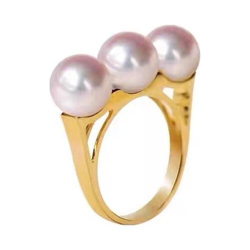14K Filled Blance Real Freshwater Pearl Ring Women Jewelry Party T Show Gown Runway rare Korean Japan Trendy INS
