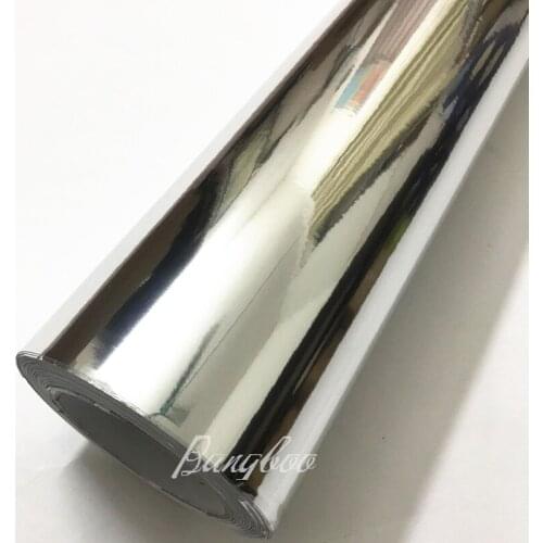 1.52x18m PVC Material Air Bubble Free High Stretchable Silver Chrome Vinyl Wrap