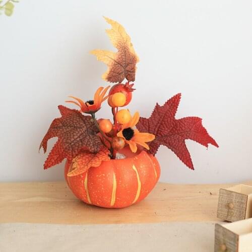 1Pcs Halloween Fake Pumpkin Maple Pine Cones Set Halloween Thanksgiving Foam Decoration Photo Props Fall Home Decoration