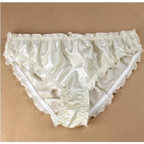 1PC 100% Pure Silk Womens Ruffled Briefs Underwear Lingerie Panties L-2XL MS017