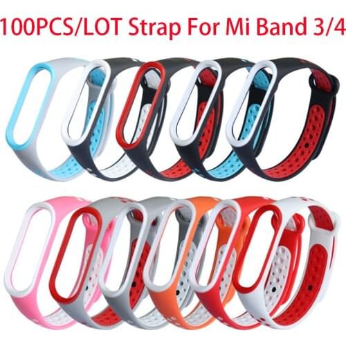 100PCS Wholesale Strap For Mi Band 4 Bracelet WristStrap Wrist Band Fo Mi Band 3/4 Silicone WristStrap