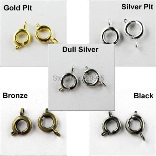 20Pcs Open Round Clasp 7mm Gold,Silver,Bronze,Black,Dull Silver Plated