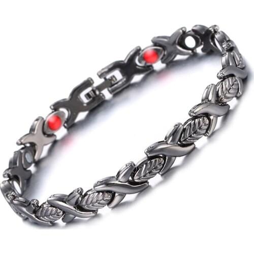 4pcs Leaf Charms Magnetic Bracelet For Men Women Power Therapy Magnets Magnetite Bangles Health Care Jewelry Drop Shipping