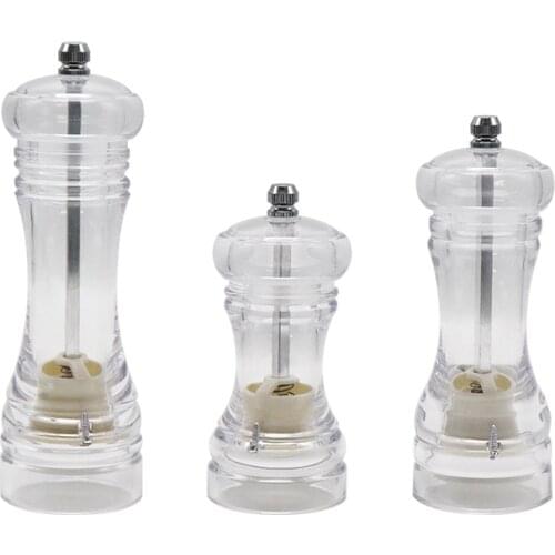Acrylic Grinder Salt Pepper Mill Grinder Manual Pepper Grinder Salt Spices Mill Shaker Transparent Grinding Kitchen Tool