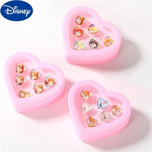 6 Pcs/set Disney Frozen Snow White Sofia Girl Ring Set Child Princess Decoration Cartoon Anime Princess Decoration Accessories