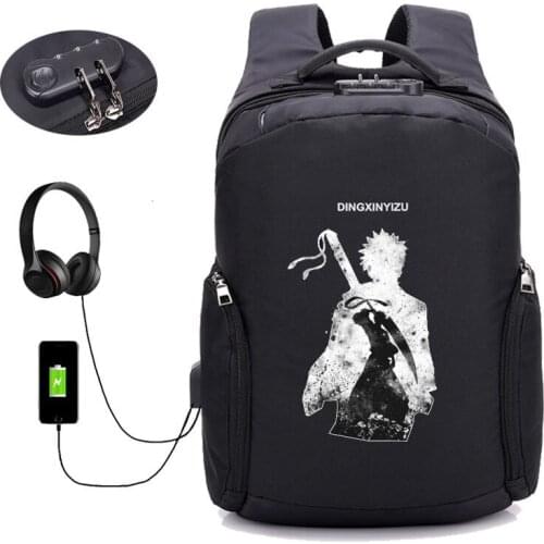 Anime bleach Backpack student book bag Men Laptop Backpacks Multifunction USB Charge Computer Backpacks Anti-theft Backpack