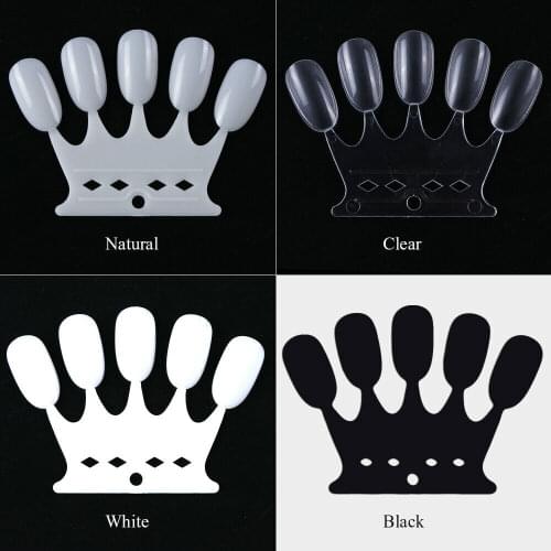 50 Tips Nail Art Display False Nail Tips Crown Fake Nails Polish Clear Nature Color Card Acrylic Practice Chart Palette Art Ring