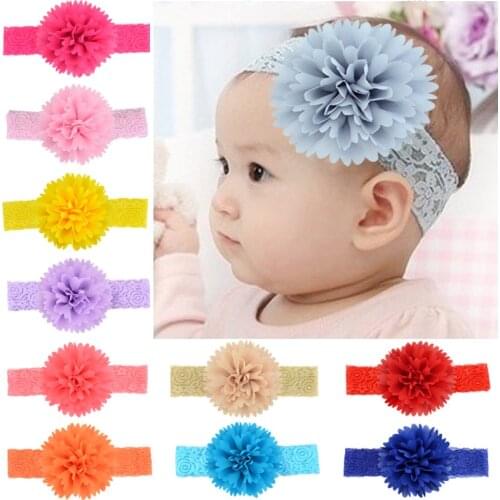 Nishine Baby Elastic Lace Headband Handmade Peony Rose Flower Newborn Toddler Headwear Cute Photography Props Hair Accessories