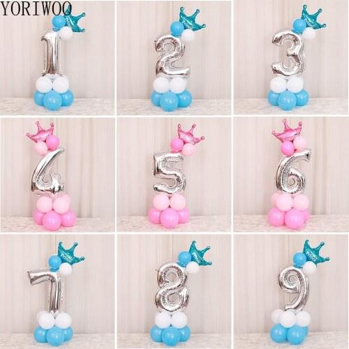 YORIWOO Foil Balloons Numbers 1 2 3 4 5 6 7 8 9 Happy Birthday Balloon 1st Birthday Party Decorations Kids Baby Shower Boy Girl