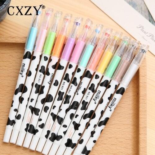 CXZY Diamond 0.38mm 12 color gel pen Cow Ballpoint pen neutral stationery kawai Korean signature creative Free delivery 1c801