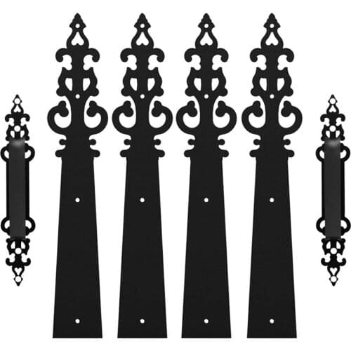 Gifsin Decorative Carriage House Garage Handle Hinge Sliding Barn Door Hardware Kit Braided Style 2 Handles 4 Hinges