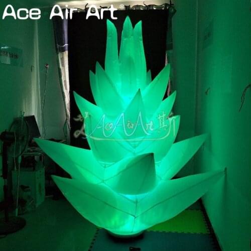 Hot sale 2m H vivid inflatable ground decoration inflatable flower replica with colourful LED Lights for parties