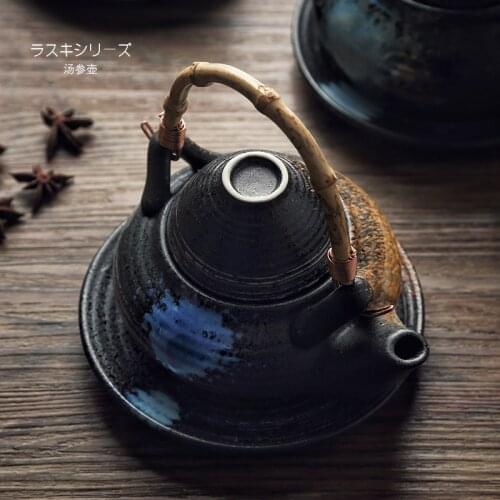 ANTOWALL Chinese style Ceramic seafood soup pot small teapot with tea cup tableware single people restaurant teapot tea tray