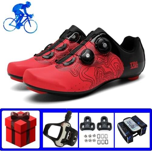Road Cycling Sneakers Add Pedals Men Racing Bicycle Shoes Breathable Self-locking Flat Shoe Wear-resistant Women Riding Footwear