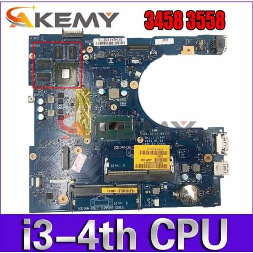 Akemy I3-4030U 820M FOR Dell Vostro 3458 3558 Motherboard AAL10 LA-B843P VGA port CN-0YJT5J YJT5J Mainboard 100%tested