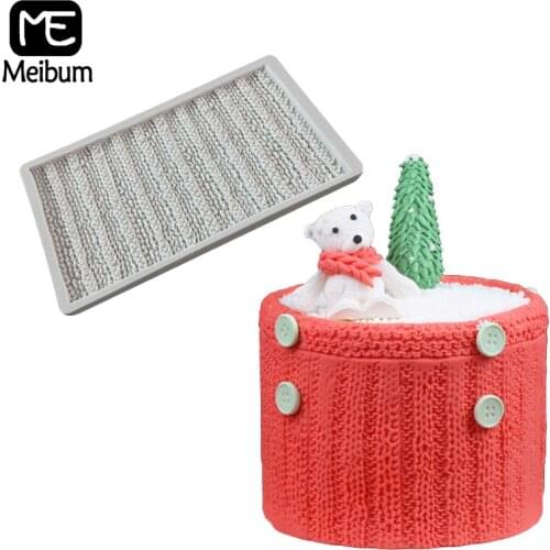 Meibum Woollen Knit Lace Silicone Fondant Cake Mold Baby Birthday Gum Paste Sugar Craft Chocolate Dessert Border Decorate Mould