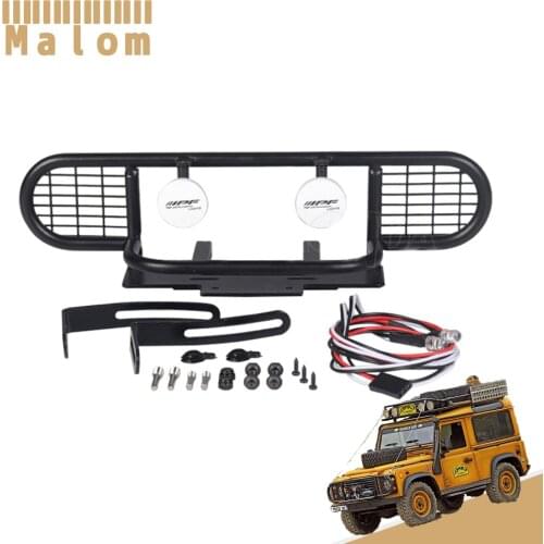Metal Camel Trophy Front Bumper with Led Light and fixed brackets for 1/10 RC Crawler Car Traxxas TRX4 Defender D90 D110 Upgrade