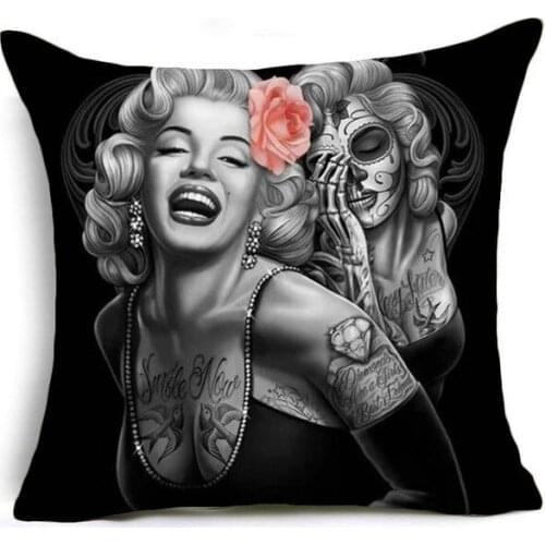 Microfine Pillow Cover Square 45*45cm Living Room Decoration Cushion Cover Marilyn Monroe Velvet Fabric Pillowcase Skull