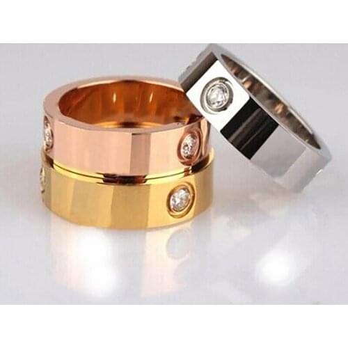 Fashion Wedding Engagement Rings For Women MenS Crystal Rhinestones Ring Hand Accesorios Bagues Pour Femme Stainless Steel Ring