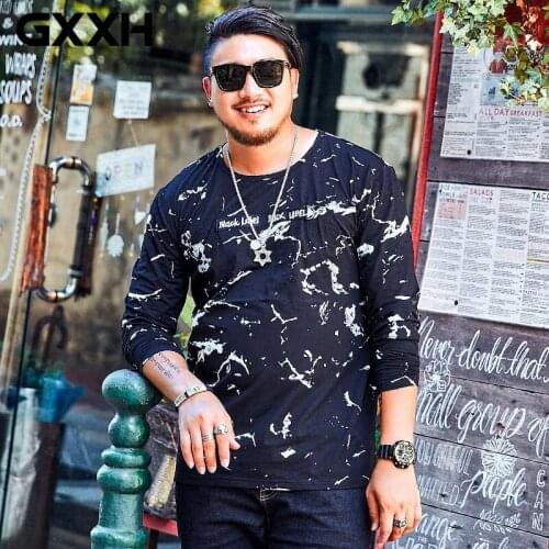 HOT Trend GXXH 2020 NEW Plus Size Men Long Sleeve T-shirt Black Big and Tall Man 5XL 6XL 7xl Male Oversized Tee Brand clothes
