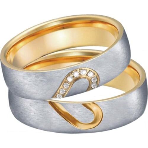 Marriage Alliance True love Heart wedding ring set for men and women gold color his and hers Engagement couple Rings