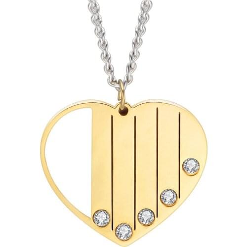 Modyle 2021 New Romantic Cubic Zirconia Heart Pendant Necklace Gold Silver Color Stainless Steel Choker Necklace for Women