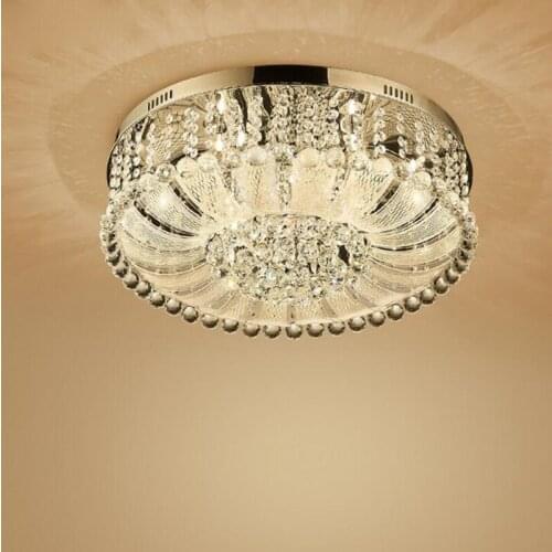 American crystal ceiling lamp European-style LED round living room lamp modern minimalist bedroom restaurant lighting creative